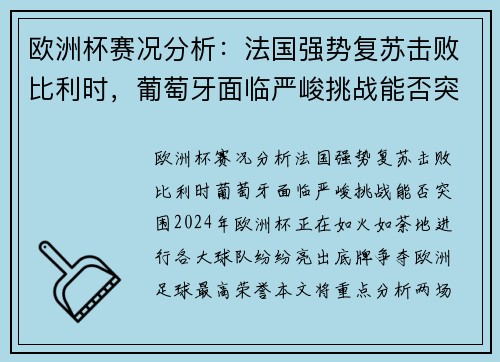 欧洲杯赛况分析：法国强势复苏击败比利时，葡萄牙面临严峻挑战能否突围？